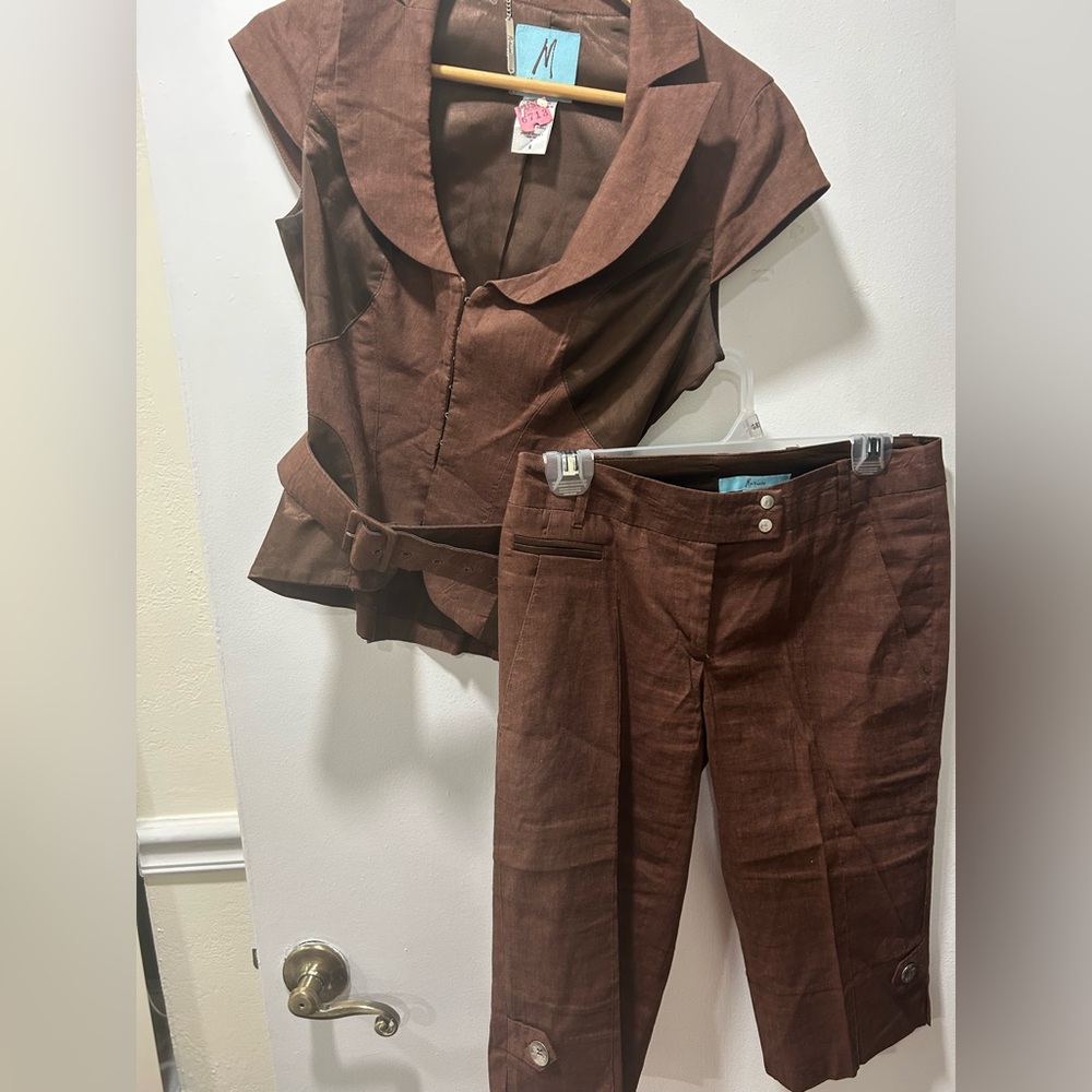 Marciano Chocolate Brown Pantsuit Set